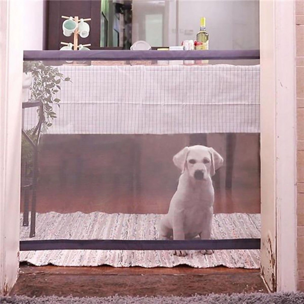 Kæledyr hund gate magisk mesh barriere sikkerhed adskillelse vagt hegn bærbar foldbar hund hegn til små store hund suppllies vagt: Enkelt dør 110 x 72cm