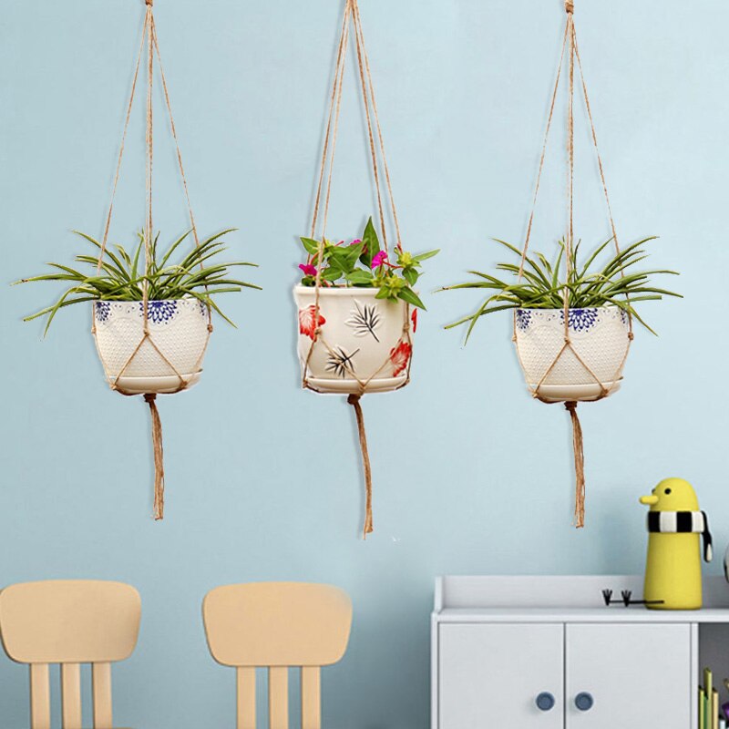 Hemp Rope Flower Pots Planter House Hanging Rope Basket DIY Braided Hanger Pot Garden Horticultural Greening