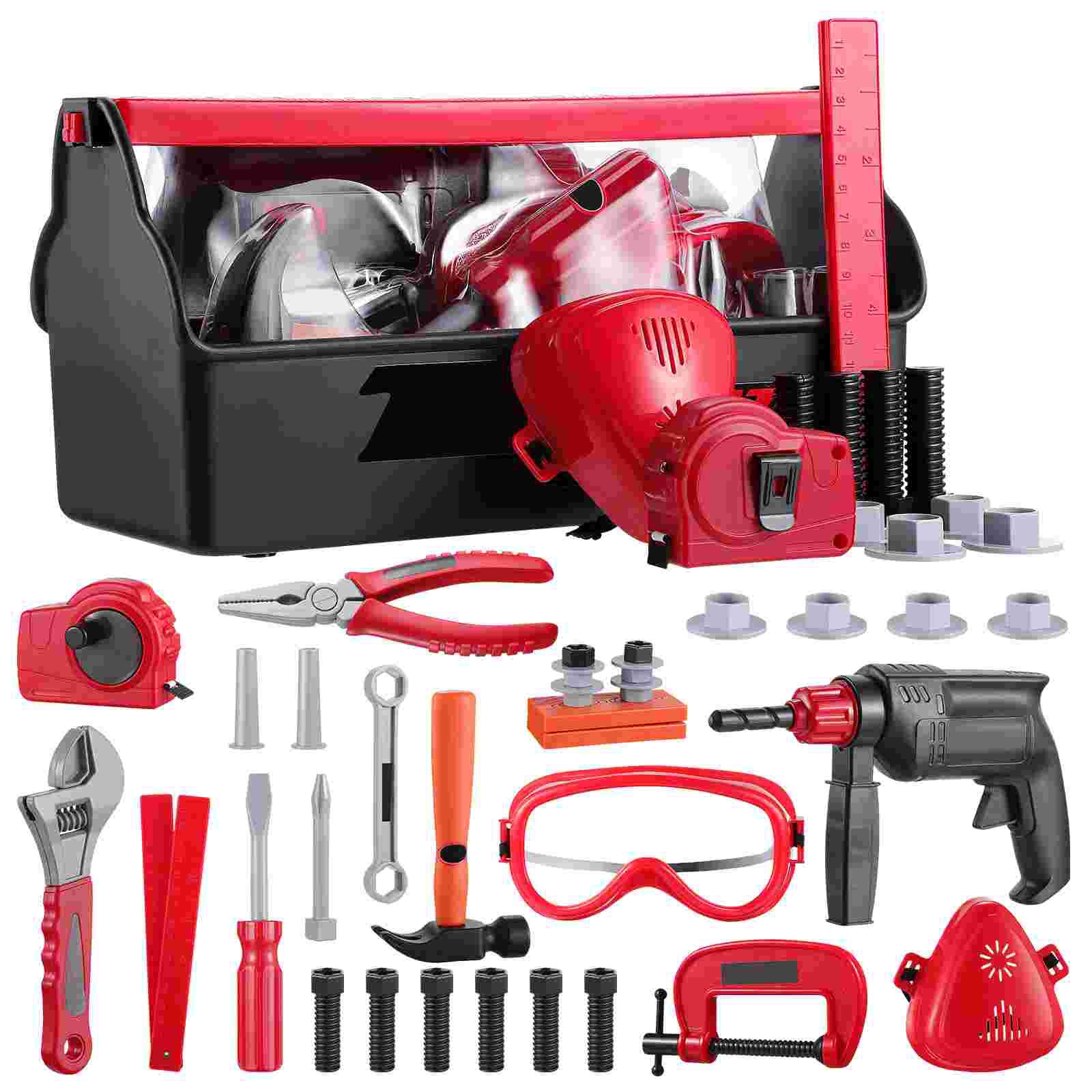 Set di strumenti per la riparazione dei bambini toyviano 33PCS fai finta di giocare Kit di costruzione con cassetta degli attrezzi per bambini regalo per bambini: Default Title