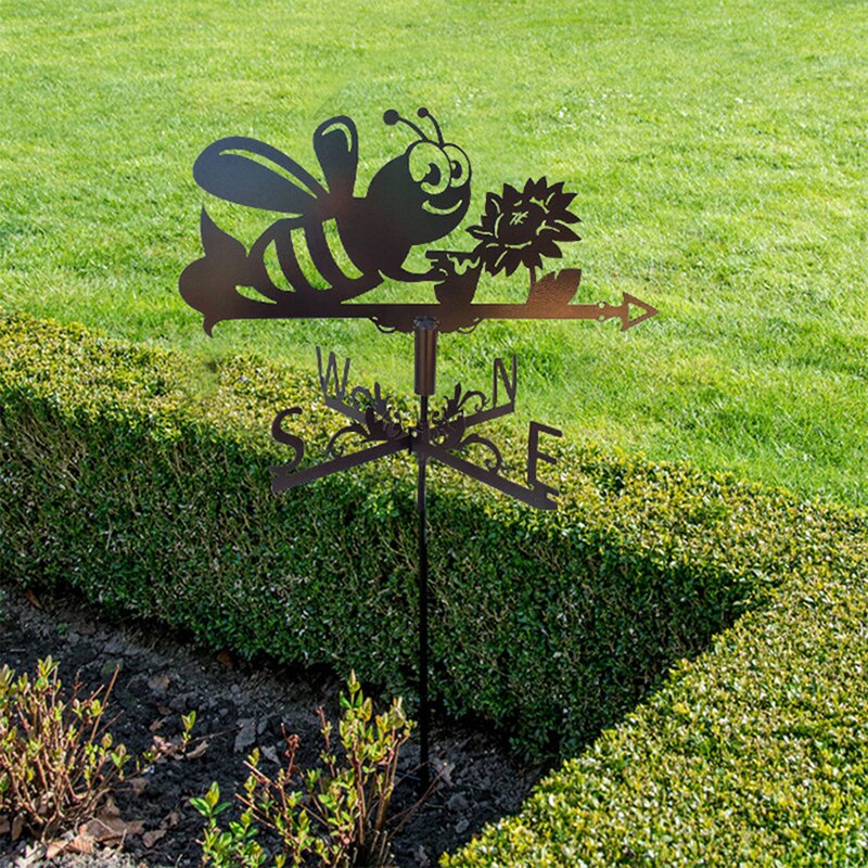 Weathervanes negros para exteriores, indicador de dirección de viento hueco de hierro, Animal, para patio de jardín