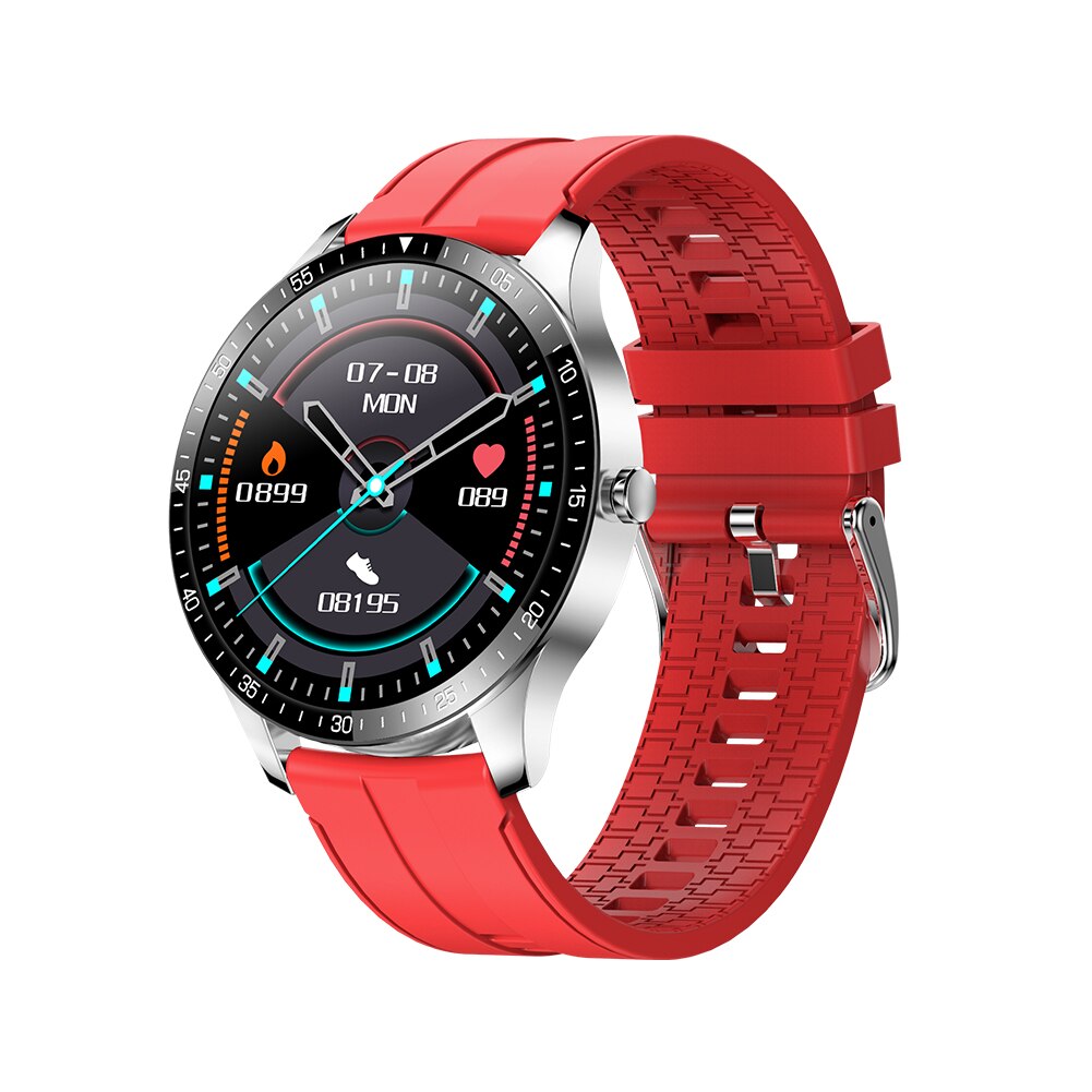 S80 Mannen Smart Horloge Fitness Tracker Hartslag Slaap Monitor Multi-Sport Camping IP67 Waterdichte Smartwatch Voor Ios Android: Red silicone