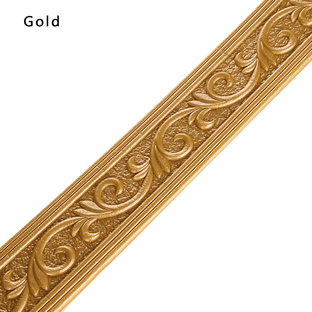 1PC Wallpaper Skirting Wall Stickers PE Self-Adhesive 3D Solid European Style Waist Line Sticker Waterproof Anti-Collision: Gold