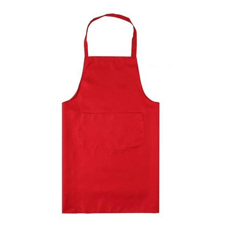 Vrouwen Mannen Pure Kleur Chef Kok Keukenschort Restaurant Cafe Ober BBQ Kapper Hang Hals Schorten: Rood