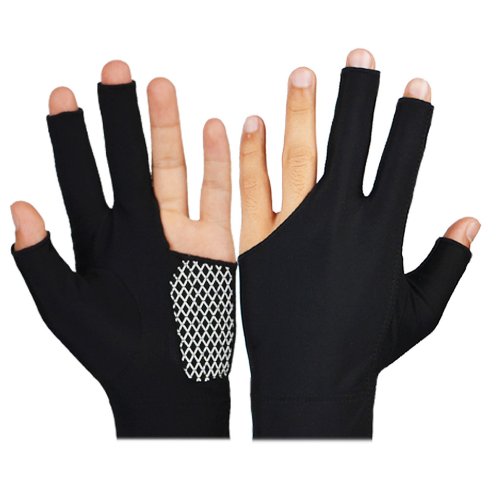 1 stk mand kvinde silikone skridsikre fingre viser handsker til billiard snooker cue sport  xd88: Sort l