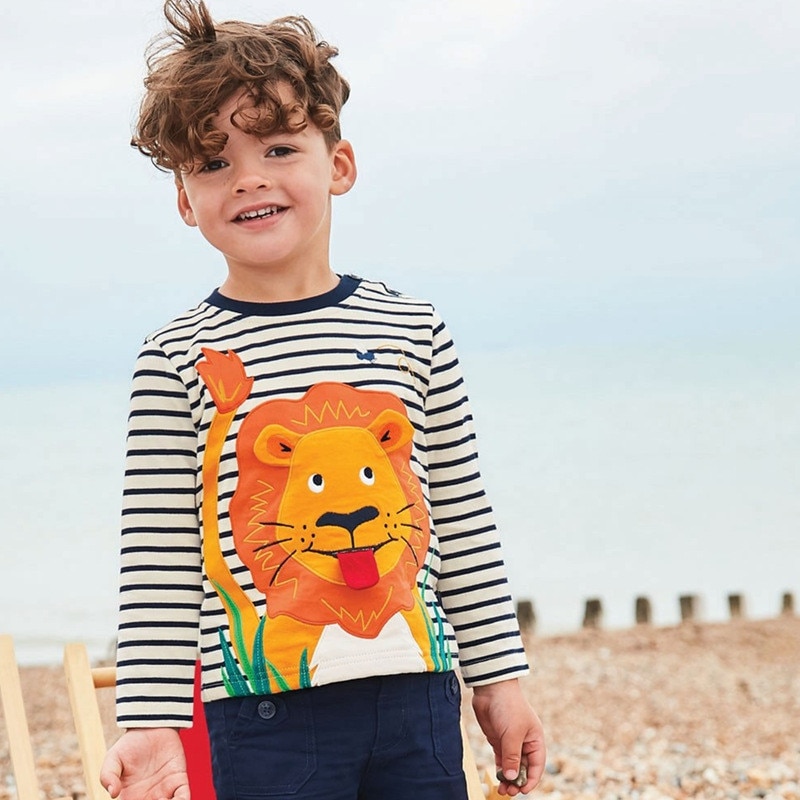 T-Shirt manches longues garçon | Vêtements style dinosaure, en coton, pour enfants