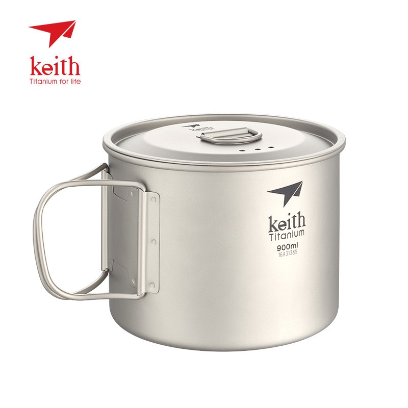 Keith armored titanium cup  ti3209 pure titanium cup 900 ml titanium cup individual bubble noodle cup suppe pot krus