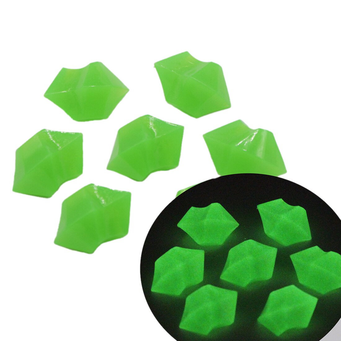 300Pcs 14mm Luminous Night Stones Glow in The Dark Pebbles Glow Gravels Garden Landscaping Decoration Artificial Cobblestone: Green