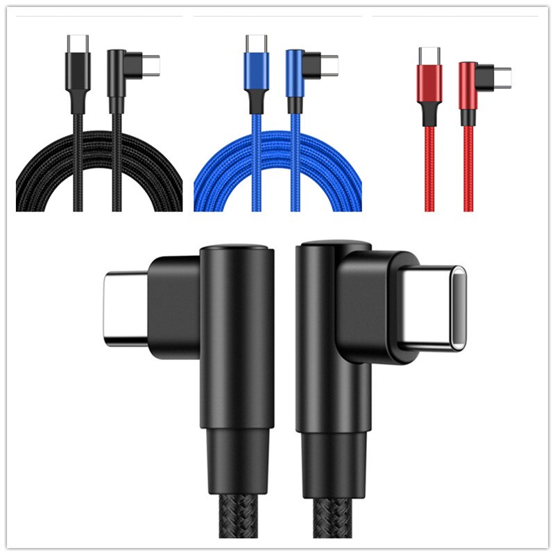90 grad Ellenbogen Typ-c Kabel 20V 3A 60W PD Schnelle Ladung Typ C Zu Typ C männlichen zu Männlichen USB Typ-C Geräte 0,2 m 1m 2m 3m