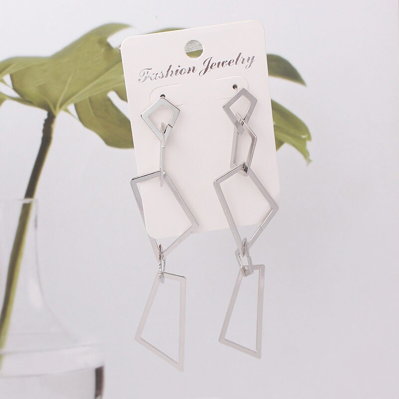 Pendientes colgantes de Metal de Color dorado , pendientes largos geométricos huecos para mujer, joyería para banquete, de