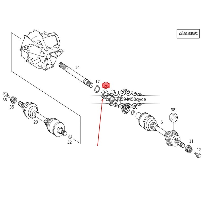 Front axle Intermediate bearing Suitable for S 350mer ced es-be nzS 500 E 320 E 400 Groove ball bearing Drive shaft bearing