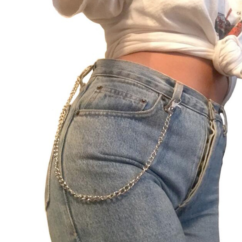 Lang metal pung bælte kæde punk bukser hipster bukser jeans nøglering nøglering rock vedhæng nøglering unisex hiphop smykker