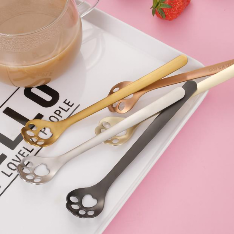 1Pcs Cute Style Cat Paw Spoon For Tea Coffee Milk Drink Ice Cream Cake Stainless Steel Tableware