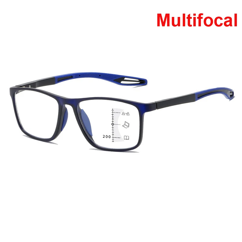 Lunettes de lecture multifocales progressives pour femmes et hommes, monture TR90, Anti-lumière bleue, sport, bifocales, presbytie, avec dioptrie: Marron / +100