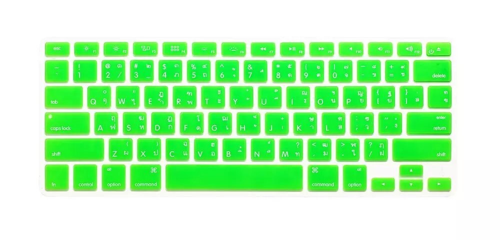 Thai us keyboard cover skin til macbook air 13 15 pro retina 13.3 15.4 thailand keyboard protector til apple mac book keyboard: Grøn