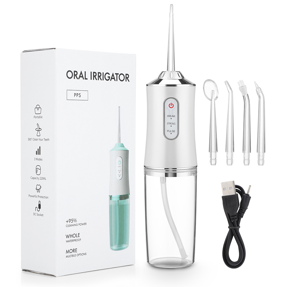 Elektrische Zähne Reiniger Wasserdichte Zähne Flosser Wasser Flosser kabellos Zahn Oral Irrigator Wiederaufladbare für Reise Hause: Weiß