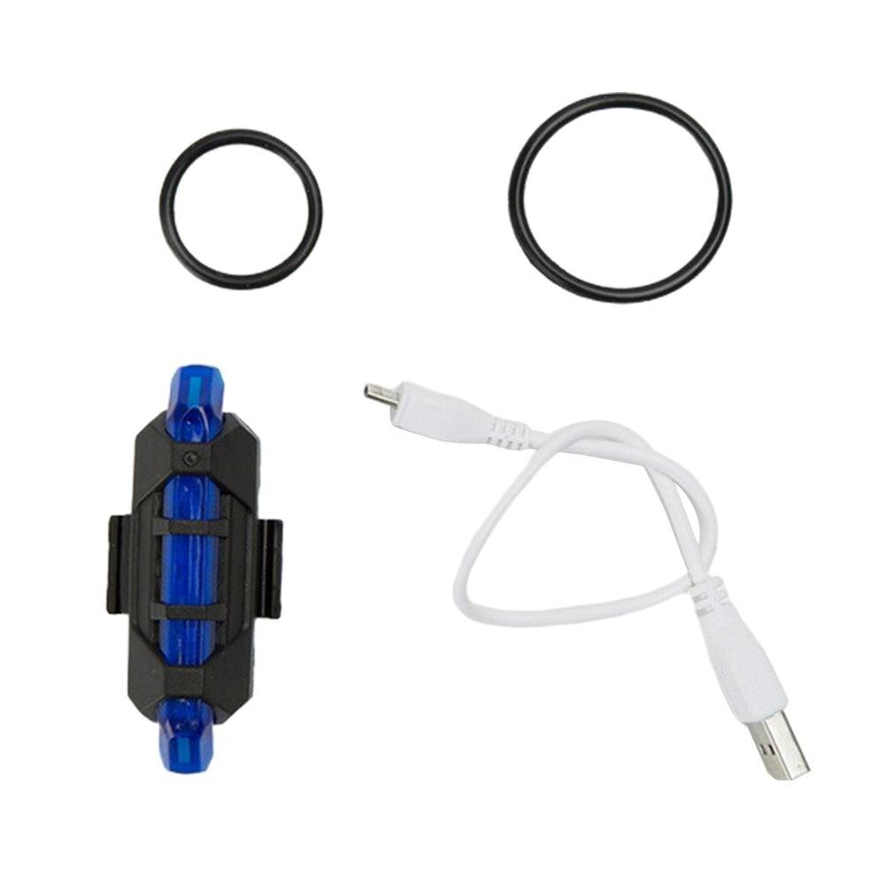 Luces de tráfico de bicicleta de montaña luces intermitentes para montar en bicicleta luces de carga Usb luces de advertencia traseras luces traseras de bicicleta de noche luces traseras: Azul