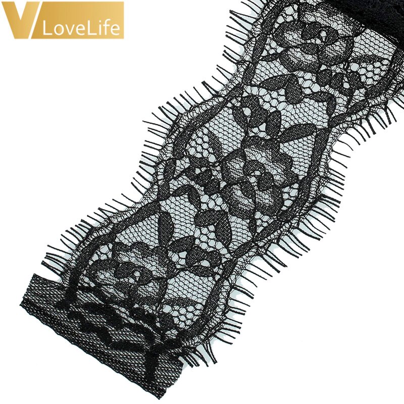 DIY Ribbon 118" Lace Fabric Trim White Black Trim Embroidered For Sewing Decoration African Lace Fabric Beautiful: B-Black