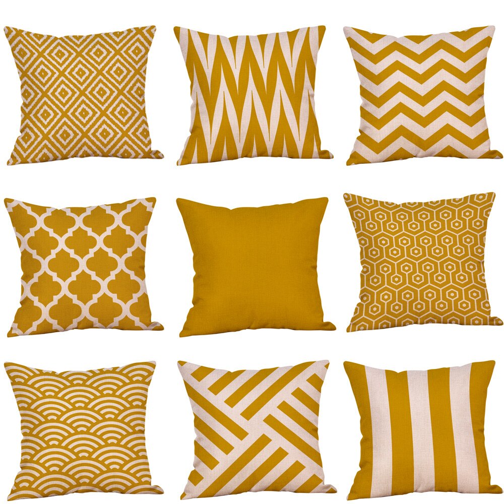 Funda de cojín de color mostaza geométrica amarillo otoño funda de cojín funda decorativa para cojín casa cojín de interior caso decoración del hogar