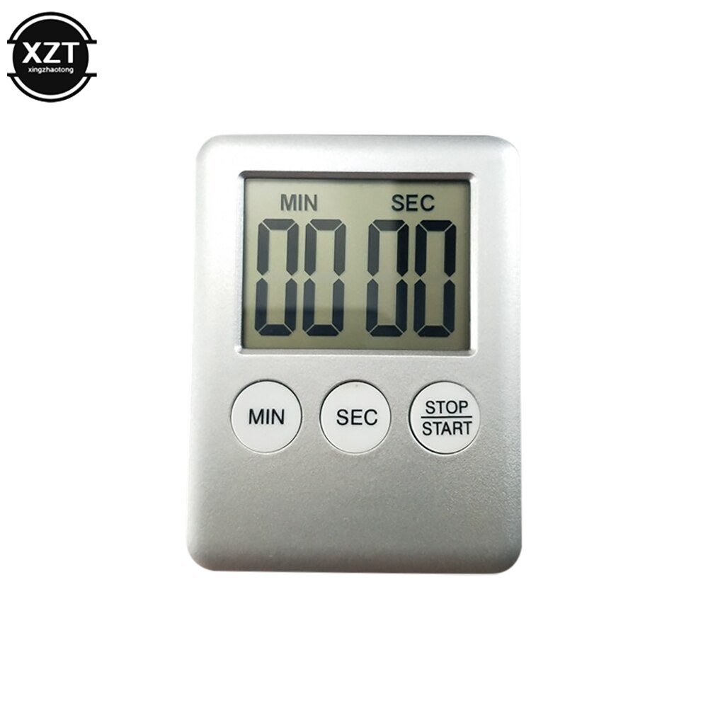 Temporizador de cocina magnético, reloj Digital para cocinar, hornear, LCD, cuenta atrás, alarma fuerte, alarma de cuenta atrás, reloj magnético, reloj para dormir, sup de cocina: Plata