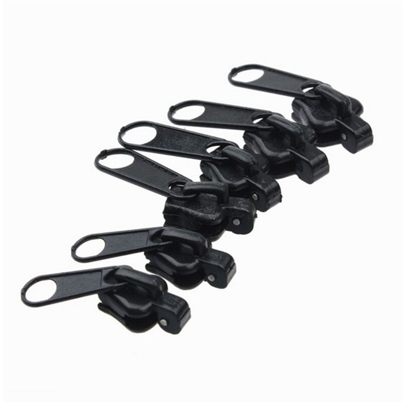 6Pcs Fix Rits Voor Naaien Universele Zip Puller Naaien Accessoires Vervanging Tool Doek Tas Schoen Rits Reparatie Kit S/M/L Maat: Black