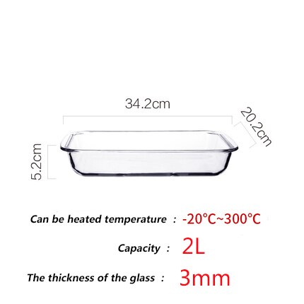 Mdzf sweethome 1l 1.5l 2l glazen ovenschaal rechthoek ovaal bakvorm oven braden lasagne pan voedselopslag: 2l rechthoeken