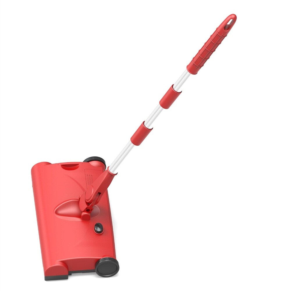 Balai électrique sans fil aspirateur maison intelligente électrique balayeuse 2 en 1 Handpush sec humide balayeuse vadrouille USB charge: Red