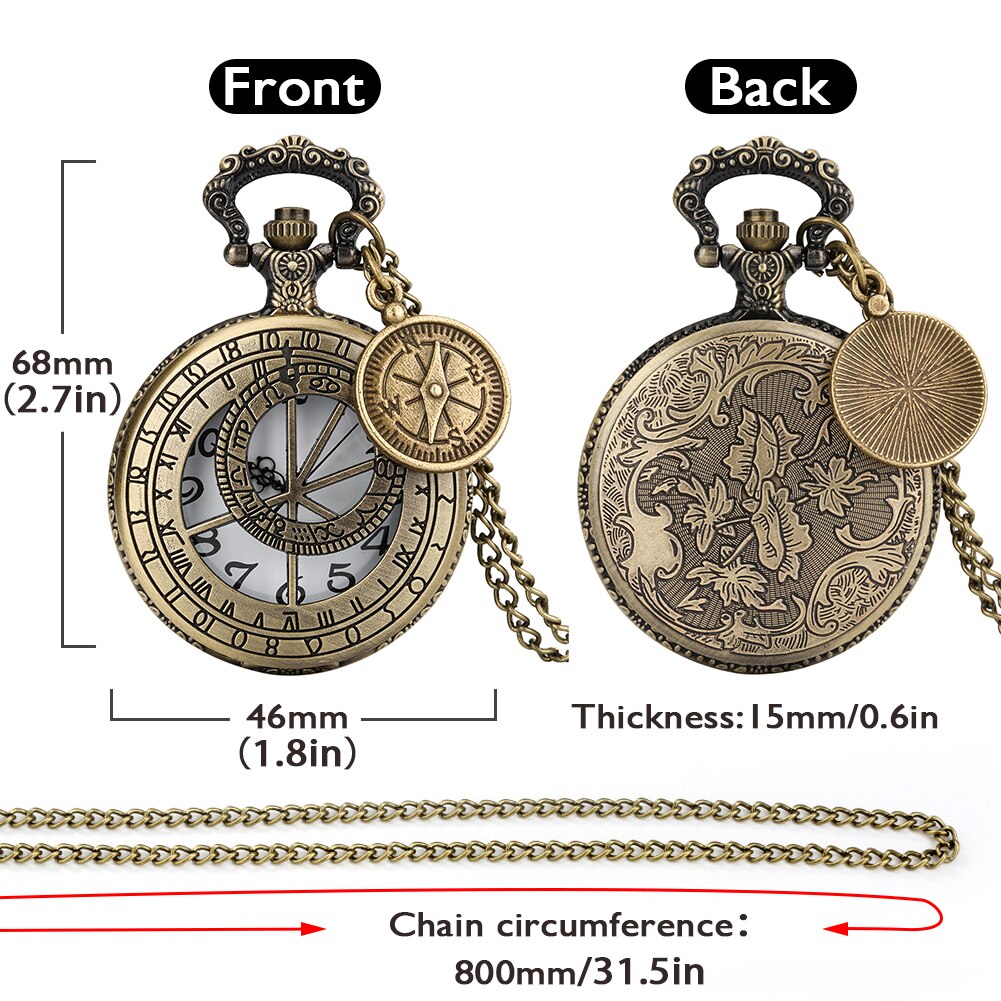 Zakhorloge Vintage Skelet Kompas Met Kompas Hanger Ketting Steampunk Zakhorloge Voor Mannen Vrouwen Luxe