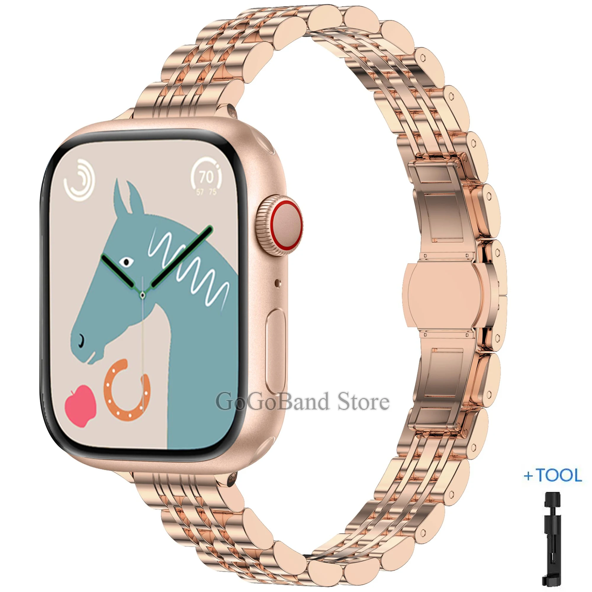 Rostfritt stålarmband för apple watch ultra 2 band 49mm 42mm 44mm metallarmband iwatch series 9 8 7 6 se 5 4 3 dam 45mm 41mm: Fotokromiskt / 12mm