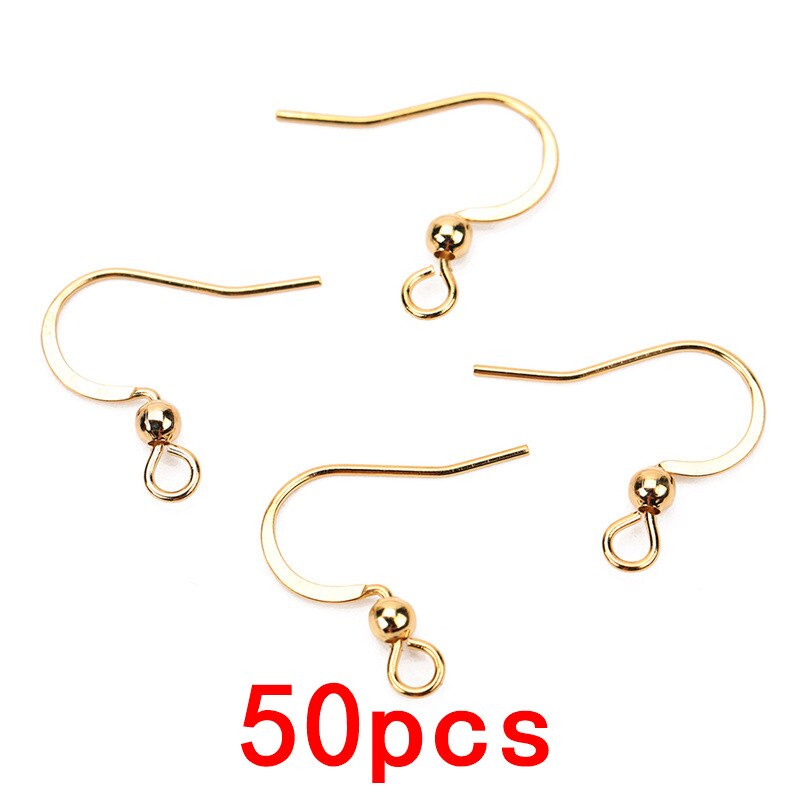 50 Stks/partij Rvs Oorbel Haken Anti Allergie Hypoallergeen Oorbellen Sluiting Draad Voor Diy Sieraden Maken Levert Bevindingen: 1918 Gold