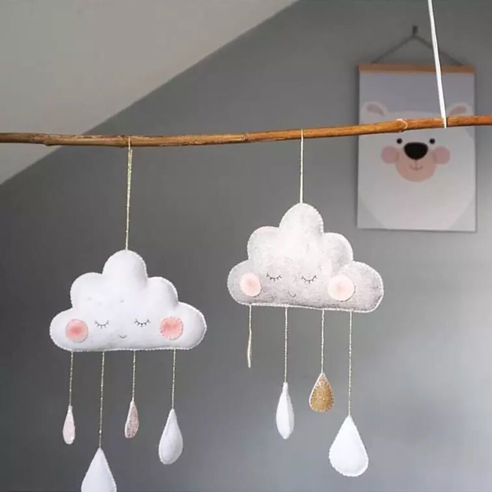Nubes sonrientes para niños, habitación de bebé con viento nórdico, guardería, hogar, nube, gota de lluvia, adhesivos para Mural o pared, , accesorios de decoración del hogar