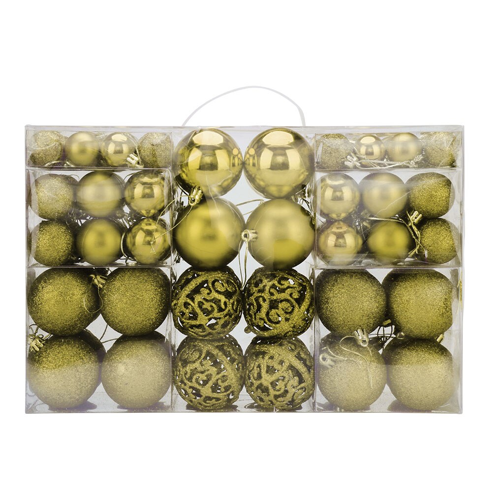 100pcs 3-6cm Gold Sliver Red Metallic Christmas Balls Decor Christmas Tree Balls Xmas Decorartion for Home Noel Year