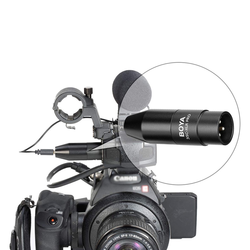 BOYA 35C-XLR Adaptador de micrófono hembra Mini-Jack de 3,5 mm (TRS) a conector macho XLR de 3 pines para videocámaras Sony, grabadoras y mezcladores