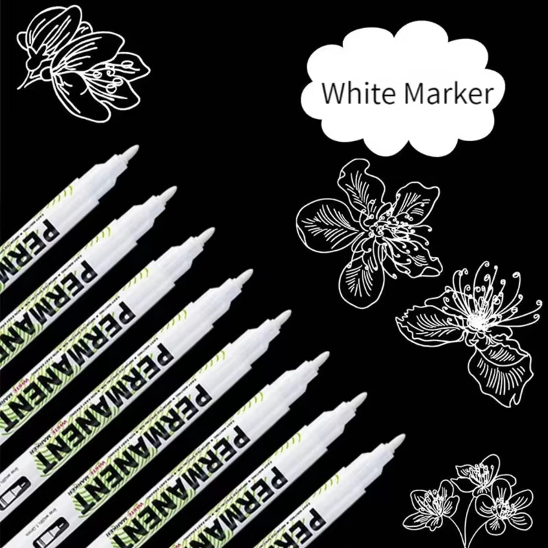 10/12 Stück weiße Markierungsstifte, 1,0/3,0 mm Graffiti-Stifte, wasserfest, permanente Reifenmalerei, Notizbuch-Reifen, öliger Umweltstift