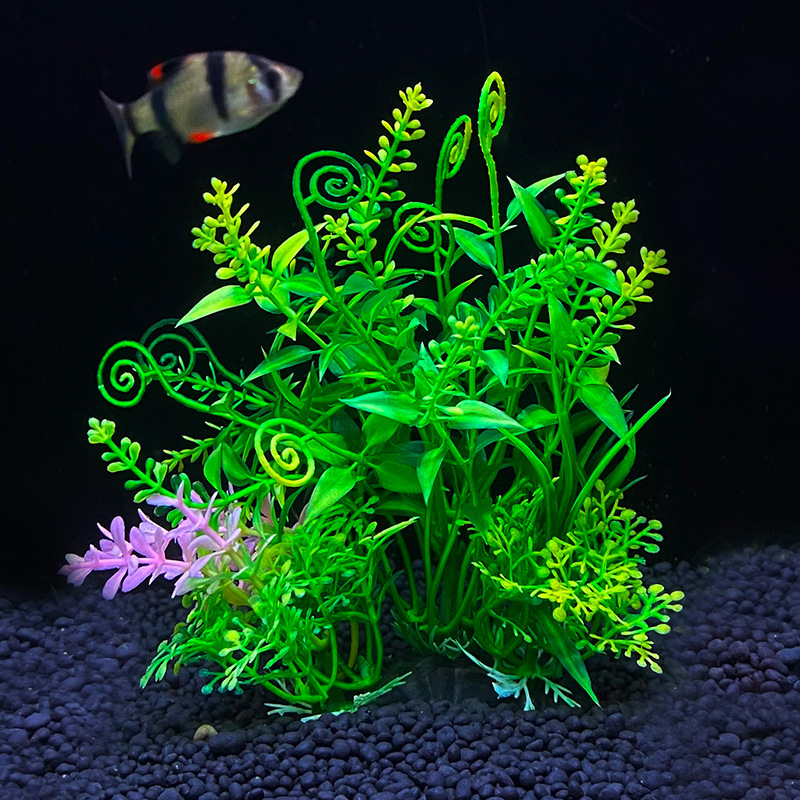 Plantas artificiales para decoración de acuario, adorno de malezas de agua, planta acuática, accesorios de decoración de césped para pecera, 14cm