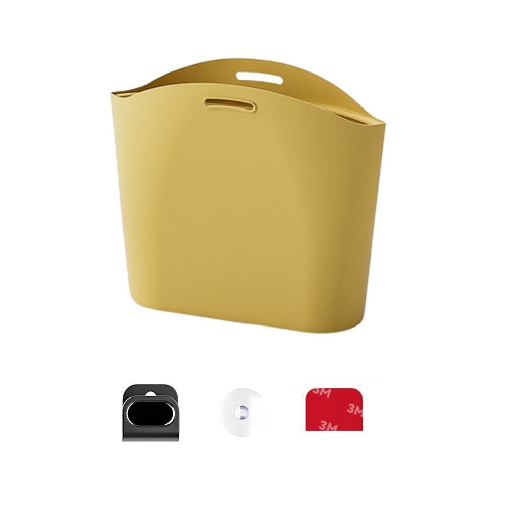 Portable Silicone Car Trash Can Dustbin Vehicle Storage Hanging Waste Bin Foldable Waterproof Space Saving Organizers Home: Brown
