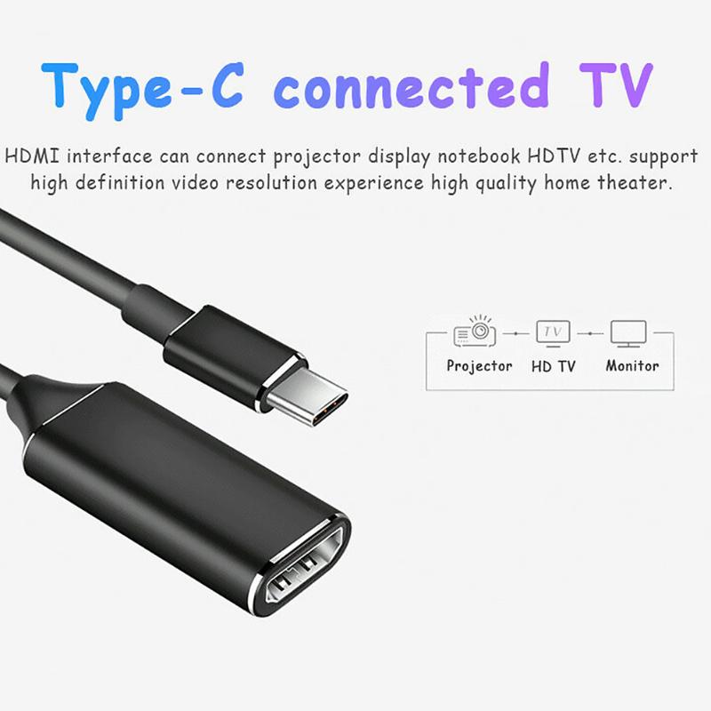 Usb-c hub type-c til hdmi-kompatibel hd tv adapter usb 3.1 4k konverter for pc bærbar digital wire stang