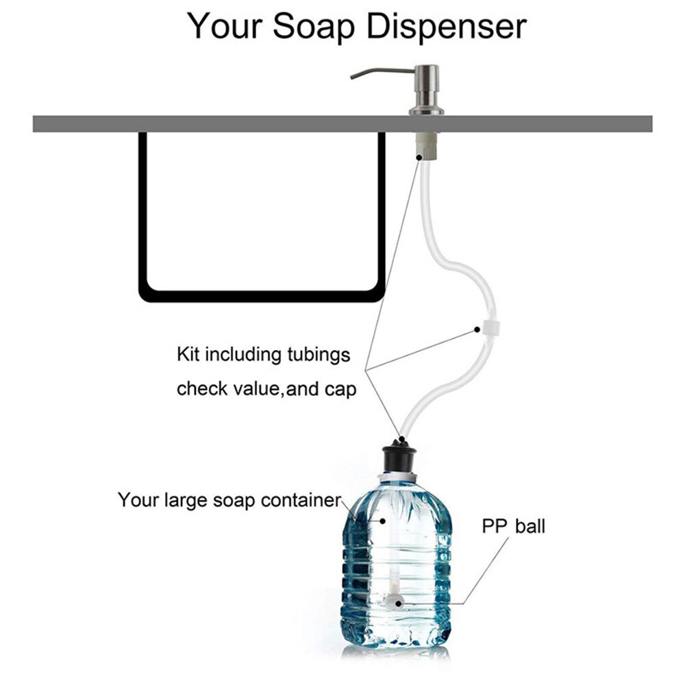 Liquid Soap Dispenser Black Kitchen Sink ABS Plastic Built In Lotion Pump Extension Tube For Bathroom/Kitchen Dispenser