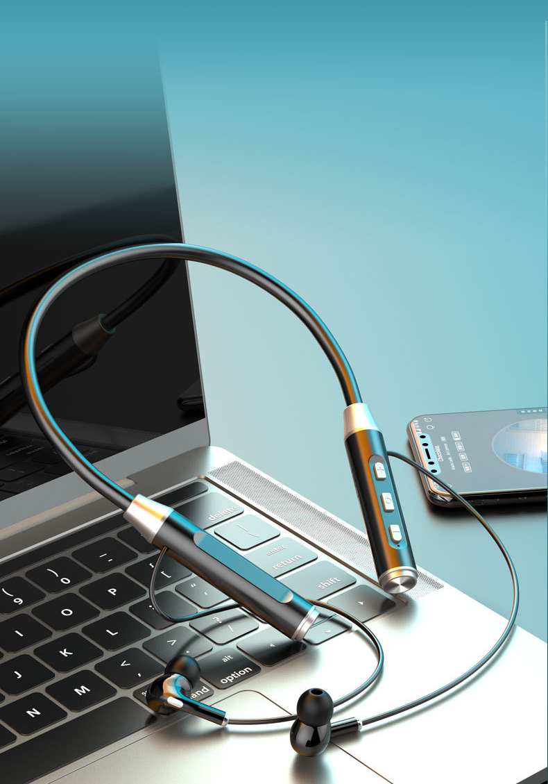 ultra-long battery life hanging neck bluetooth earphone wireless in-ear neck hanging magnetic sports bluetooth headphones