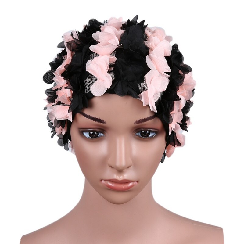 Vintage Floral Ladies Woman Swim Cap Petal Retro Swimming Hat Flower Bathing Cap Attractive Hat #
