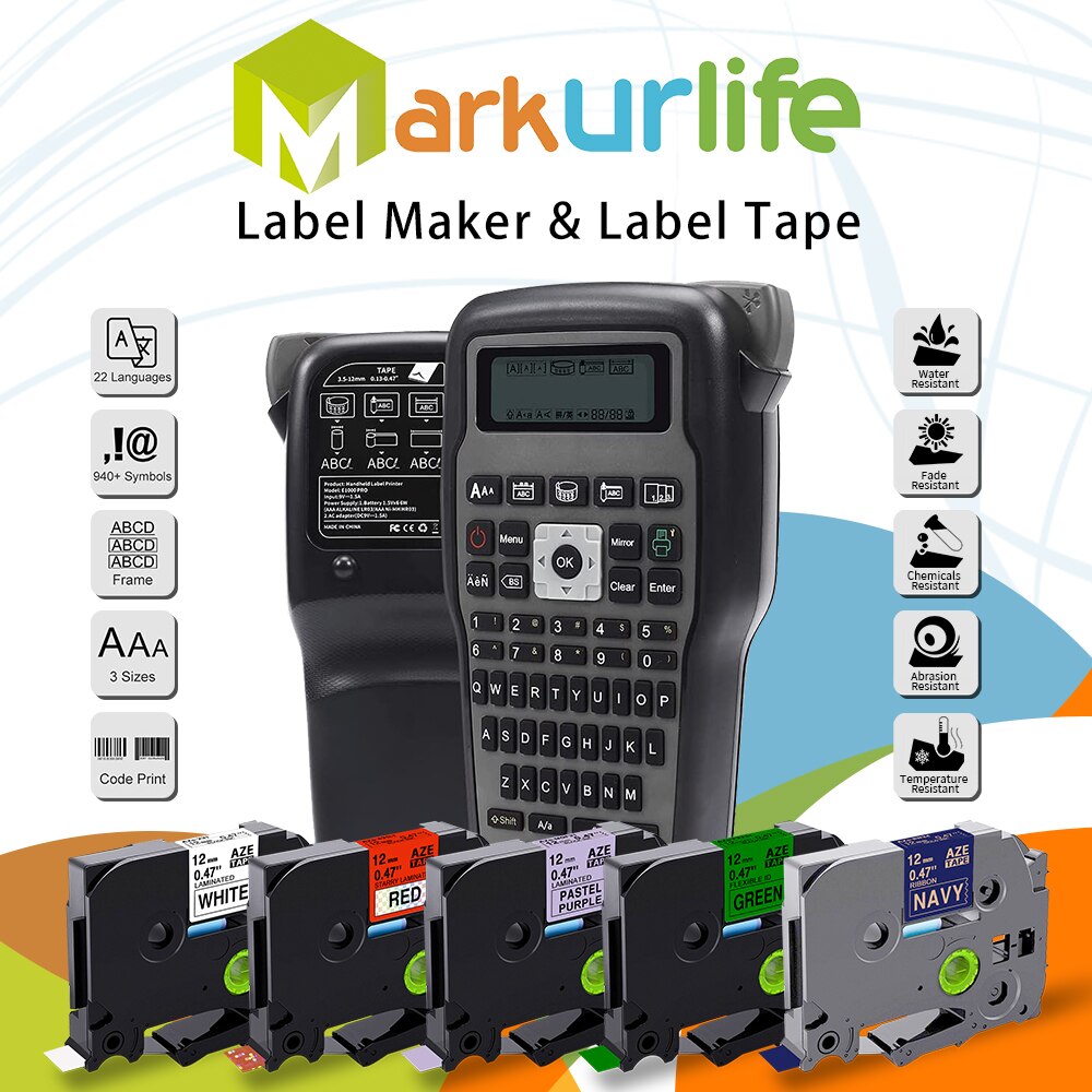 Markurlife TZe-231 6PCS Label Tape 12mm Compatible for Brother TZe-131 TZe-431 TZe-531 TZe-631 TZe-731 Label Maker