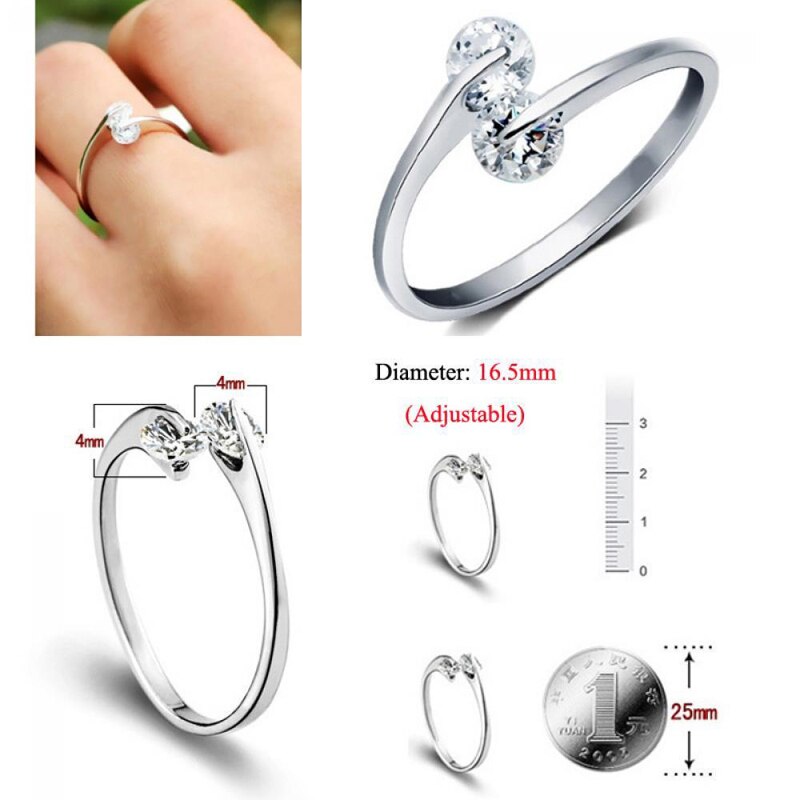 Shiny Rhinestone Ring Opening Verstelbare Grootte Ring Exquisite Shiny Eenvoudig Mode Gaan Met Sieraden