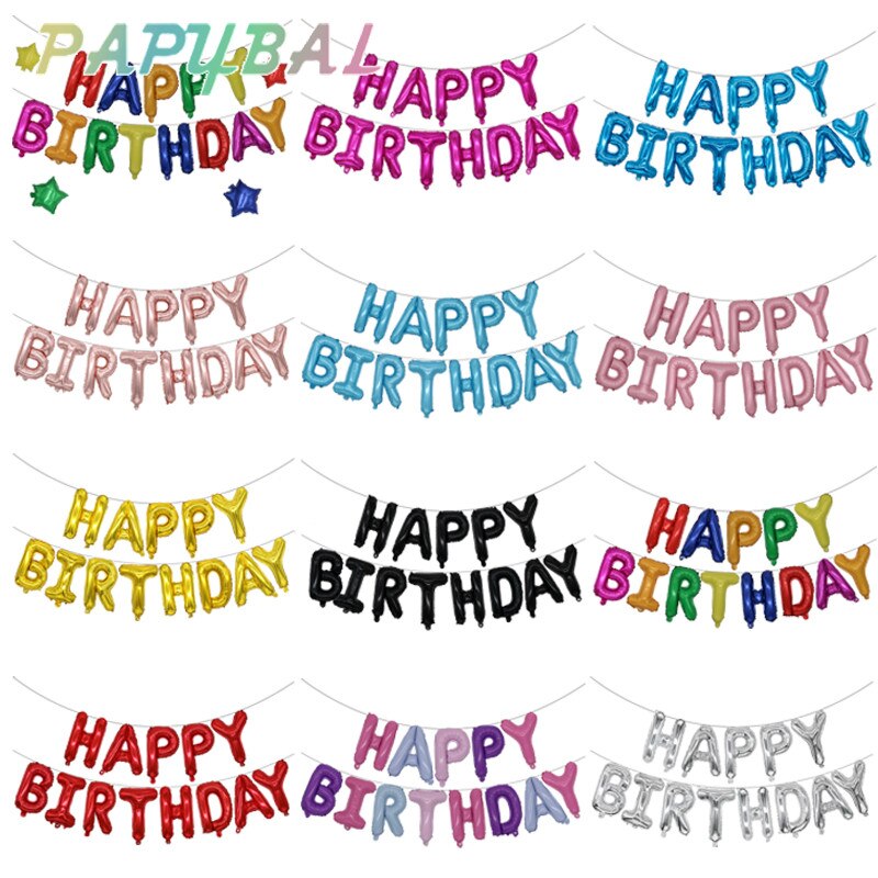 13 pièces joyeux anniversaire fête ballons feuille lettre ballon fête d'anniversaire décorations enfants adultes ballons d'anniversaire fournitures de fête