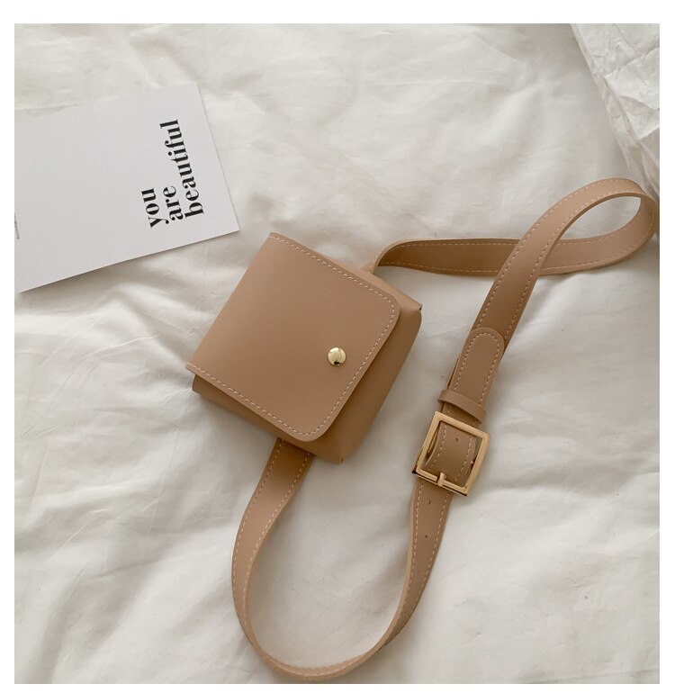 Kvinner belte vesker ensfarget skulder midje vesker kvinner pu skinn uformell veske lommebok bryst belte crossbody veske: Khaki