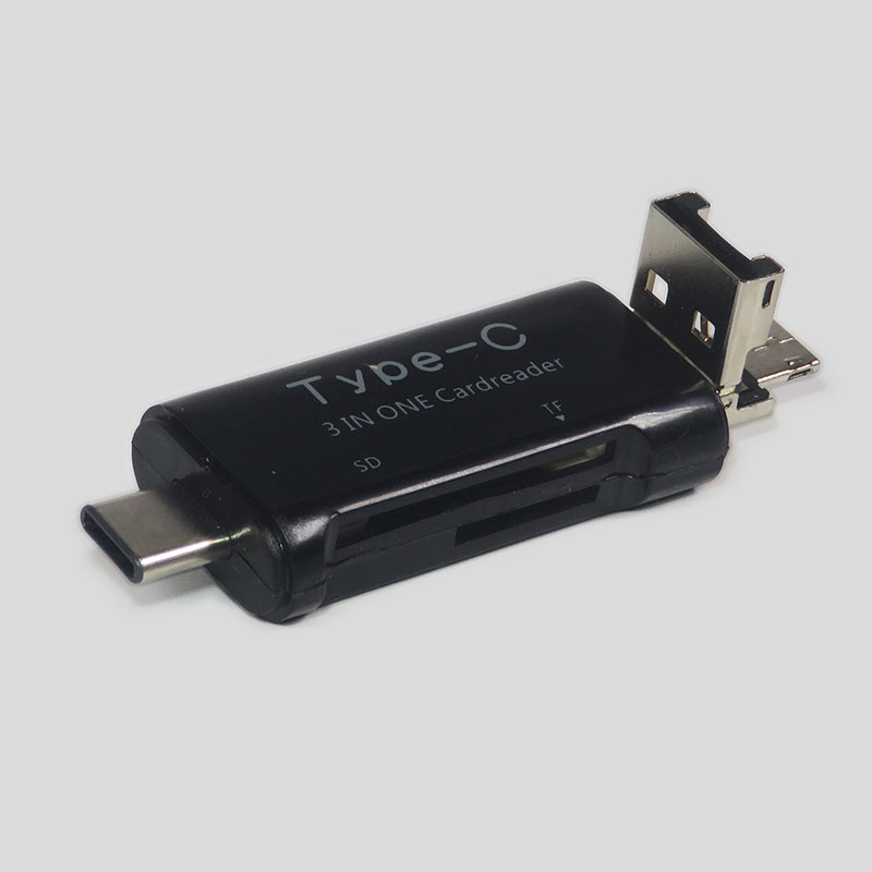 WAKEWO USB type-C TF kaartlezer SD kaartlezer multifunctionele micro SD kaartlezer voor PC en telefoon