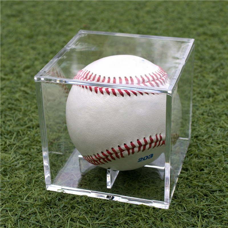 Akryl 9 tommer baseballkasse display golf tennisbold gennemsigtig sag til souvenir opbevaringsboks holder uv-beskyttelse støvtæt