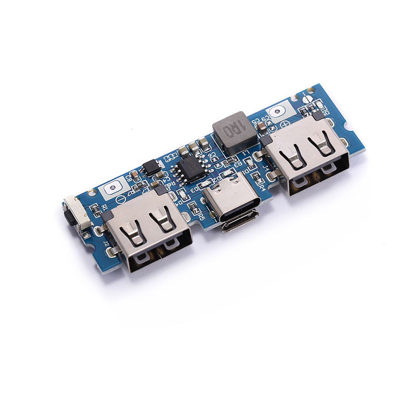USB 2.4A Mobile Power Bank Charging Module Lithium Battery LED Dual USB 5V 2.4A Micro/Type-C USB Charger Board: WHITE
