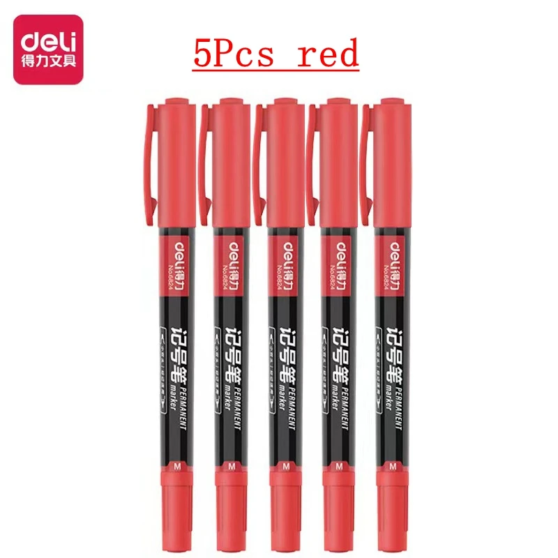 Deli 5/9pcs Twin Tip Permanent Marker Pens 0.5-1.2mm Nib Waterproof Ink Oily Black Ink Fine Point Paint Marker Pen Stationery: Blue