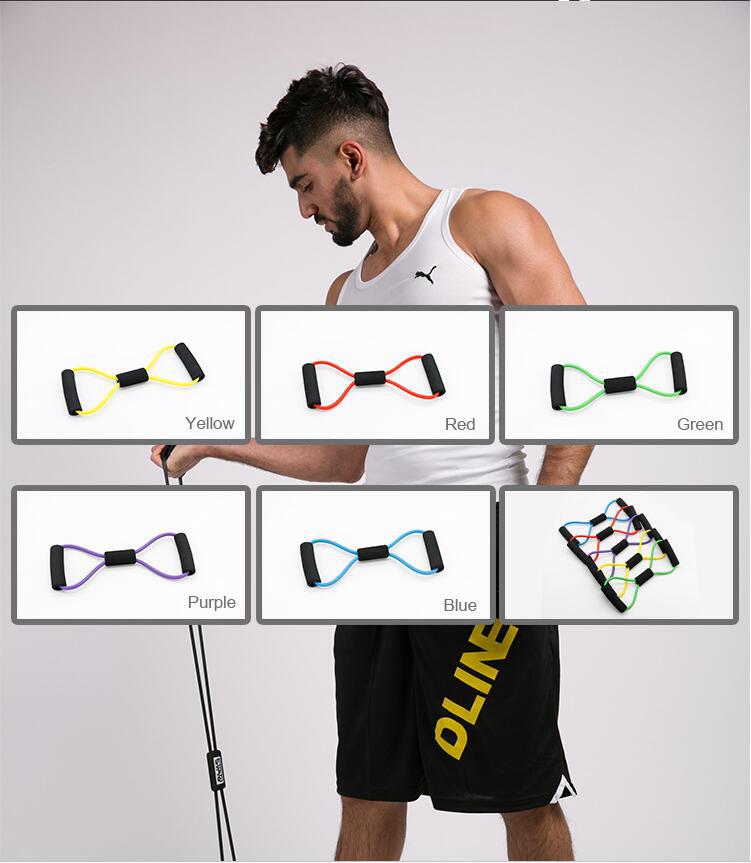 Gym 8 Word Elastic Band Chest Developer Rubber Expander Rope Sports Workout Resistance Bands Fitness Equipment Yoga Training: purple