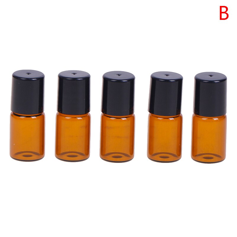 Botella de vidrio ámbar Roll On Roller, viales marrones de aceite esencial, botella de prueba de muestra con bola de Metal, 1ml, 2ml, 3ml, 5ml, 10ml, 5 unids/paquete: as pic 2ML