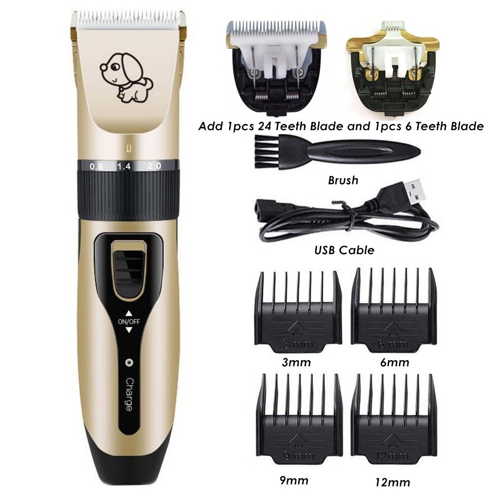 Grooming Kit Electrical Pet Clipper Rechargeable Cat Dog Hair Trimmer Shaver Set Animals Hair Cutting Machine: Add 11mm and 45mm